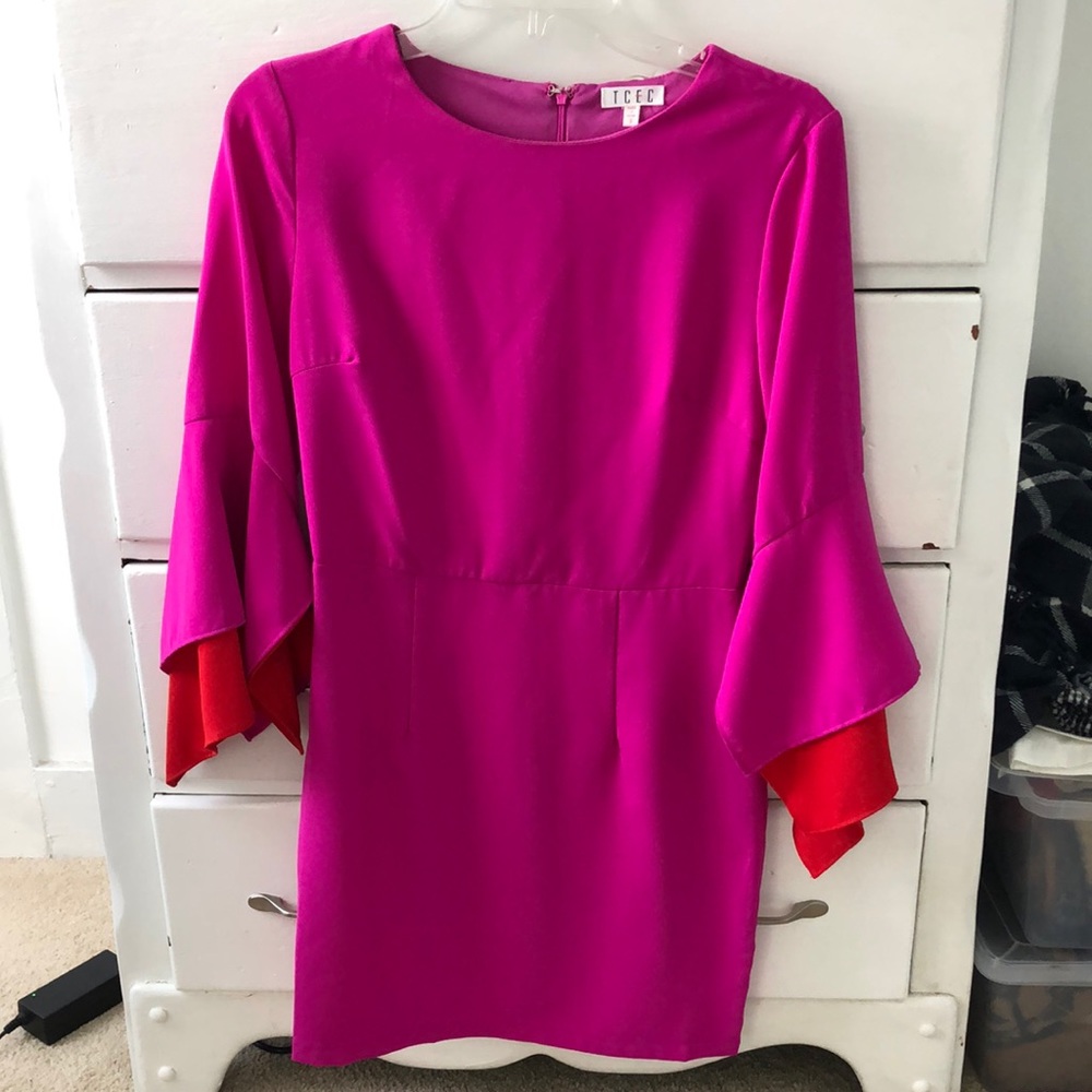Pink & red above the knee dress with wide sleeves. Worn once.